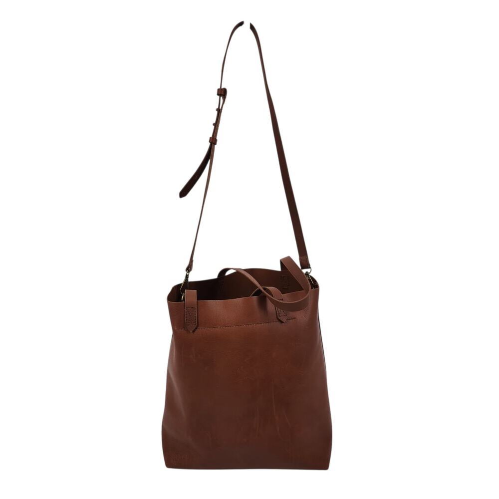 Madewell English Saddle Brown Medium Transport Leather Crossbody Strap Tote Bag